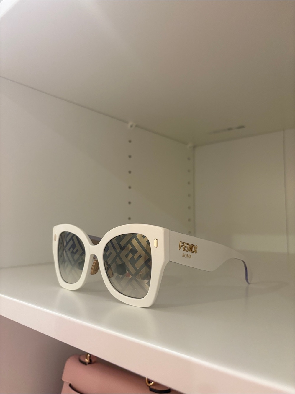 Fendi White Cat-Eye Sunglasses with FF Logo Lenses